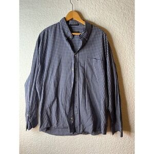 Chesterfield Mens 2XL Blue Plaid Wrinkle Resistant Button Down Shirt Long Sleeve